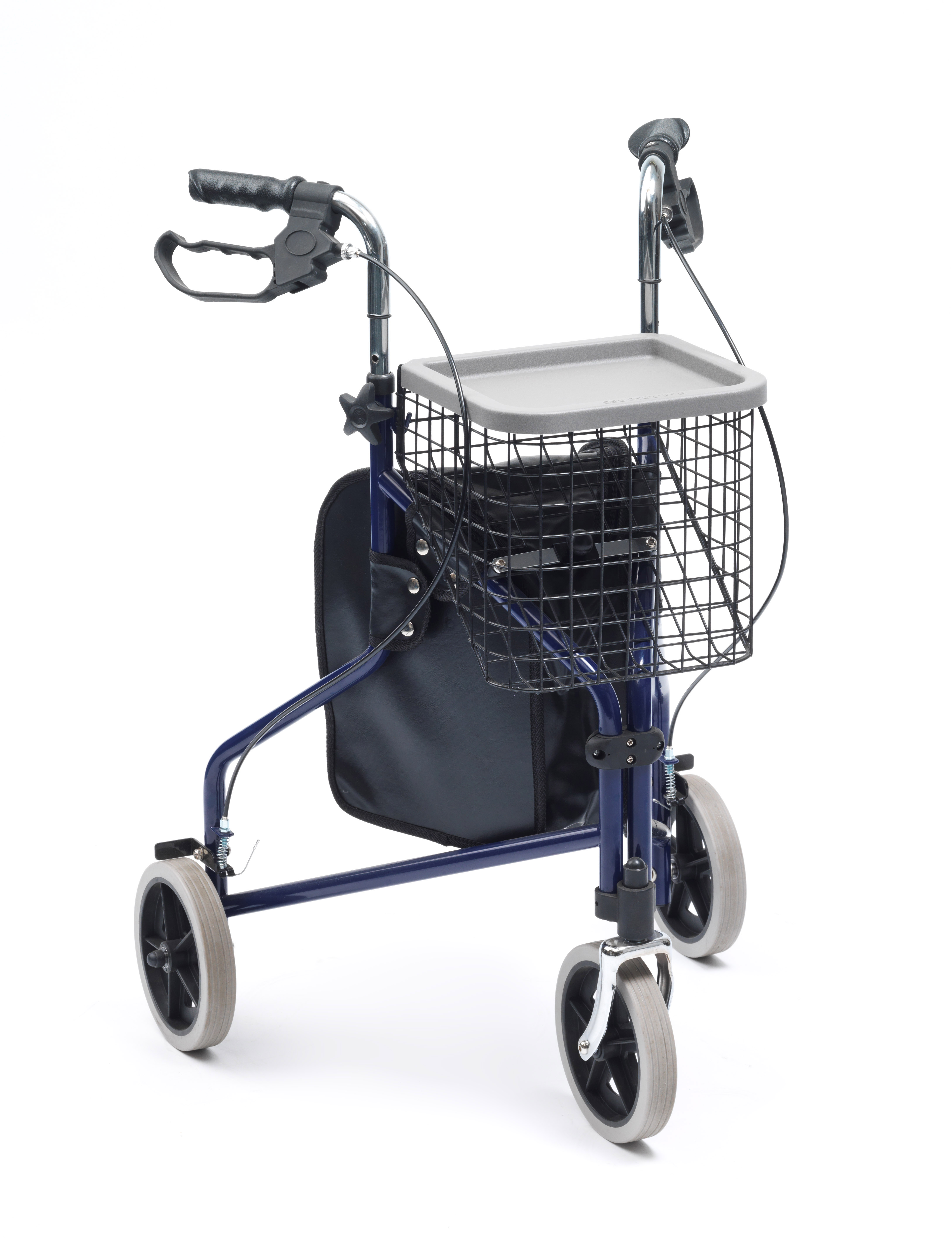 Steel Tri-Walker With Bag, Basket & Tray - Blue (2 Pcs)